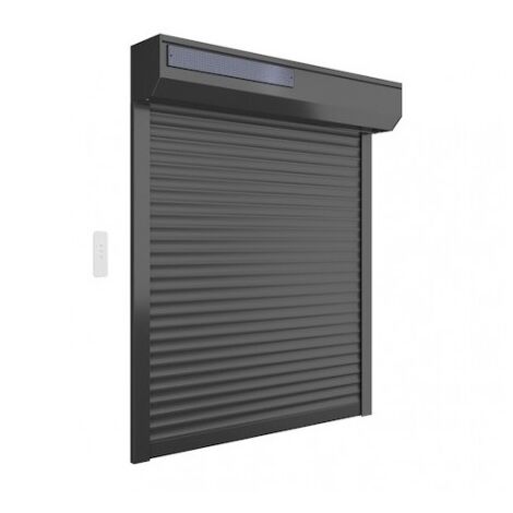 Volet Moustiquaire – Volet roulant solaire radio-télécommandé 160 cm x 150 cm – Alu gris – Motorisation solaire pour régulation thermique – Fabrication française