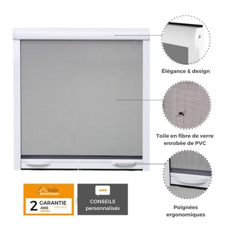 PACK ECO de 2 moustiquaires Enroulables ALU H145 cm x L130 cm Blanc