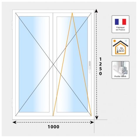 Fenêtre 2 vantaux H1250 mm PVC blanc (1/2)
