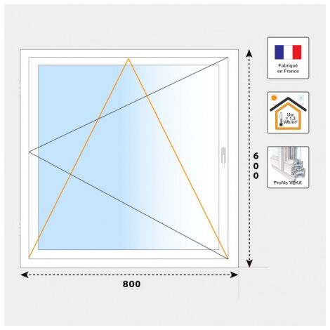 Fenêtre 1 vantail oscillo battant PVC blanc H600 mm