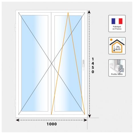 Fenêtre 2 vantaux PVC H1450 mm blanc (1/2)