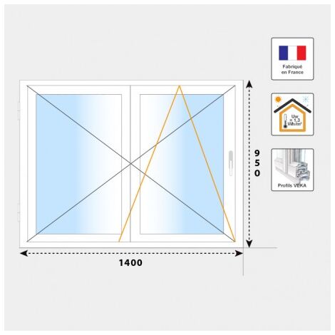Fenêtre 2 vantaux PVC H950 mm blanc (1/2)