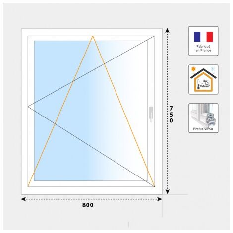 Fenêtre 1 vantail oscillo-battant PVC blanc H750 mm
