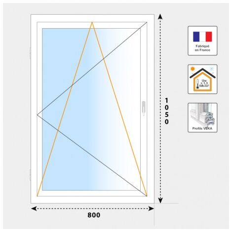 Fenêtre PVC oscillo-battant 1 vantail  H1050 mm blanc