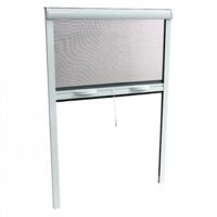 Volet Moustiquaire – Moustiquaire enroulable pour fenêtre ALU H.170 x L.160 cm – Toile en fibre de verre grise – Coffre en aluminium laqué blanc – Ajustable jusqu'à 40 cm