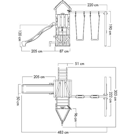 Wickey Spielturm Klettergerüst GalleyFlyer mit Schaukel & Rutsche, Stelzenhaus mit Sandkasten, Kletterleiter & Spiel-Zubehör - rot