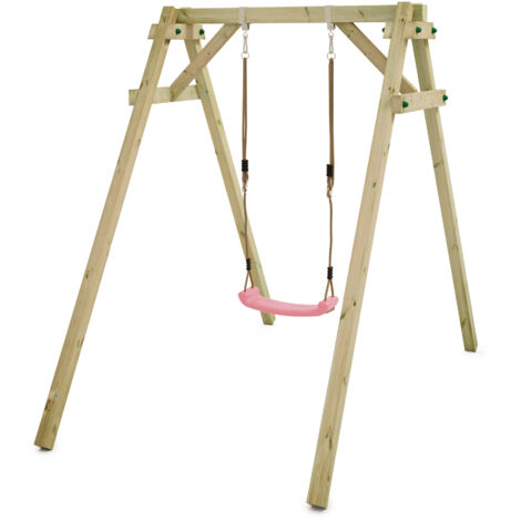 Wickey Schaukelgestell Kinderschaukel Smart One Schaukel mit Schaukelsitzen, Schaukelgerüst, Einzelschaukel, Holzschaukel – Pink