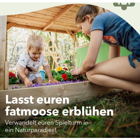 FATMOOSE Spielturm Ritterburg RiverRun mit Schaukel SurfSwing & Rutsche, Spielhaus mit Sandkasten, Leiter & Spiel-Zubehör - apfelgrün