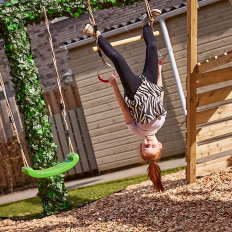 Wickey Schaukelgestell Kinderschaukel Smart Swift mit Rutsche Schaukel, Schaukelgerüst, Doppelschaukel, Holzschaukel - grün