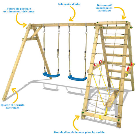 Wickey Portique balançoire Aire de jeux Smart Shake avec toboggan vert - extension d'escalade - Comparer avec
