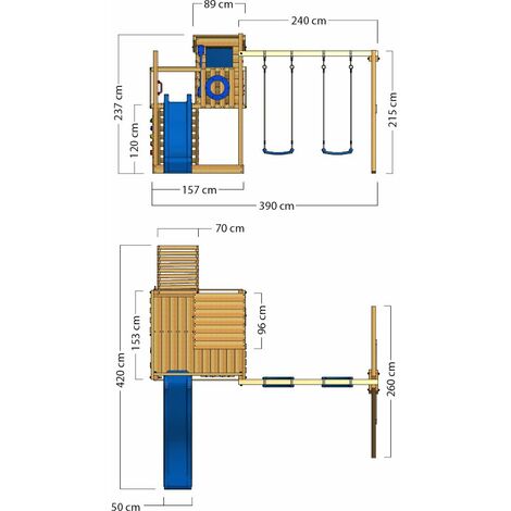 Wickey Aire de jeux Portique bois FarmFlyer avec balançoire et toboggan  Cabane enfant exterieur avec bac à sable & échelle d'escalade - anthracite