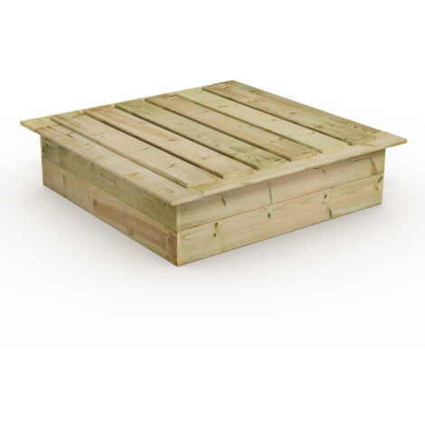 Wickey – Bac à sable en bois 120 x 120 cm avec couvercle amovible – Rebord d’assise confortable – Résistant aux intempéries – Garantie 5 ans