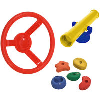 Wickey – Set d’accessoires pour tour de jeu – Volant télescope orientable – 5 prises d’escalade colorées – Résistant aux intempéries