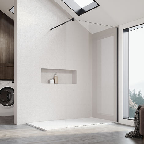 SONNI Walk In Dusche Duschwand 10mm Nanobeschichtung glas mit Haltestange  mit Duschwanne 120x200cm
