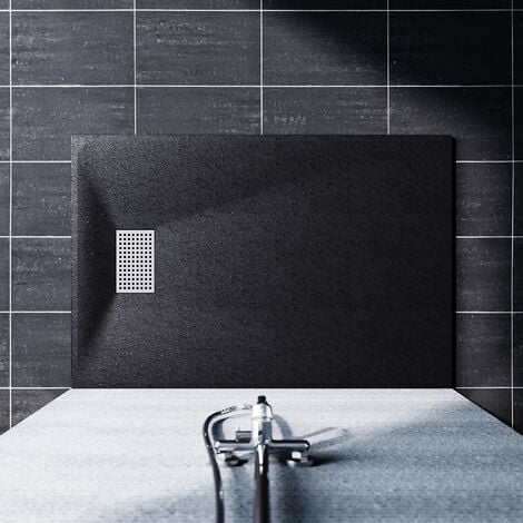 SONNI Walk In Dusche Duschwand 10mm Nanobeschichtung glas mit Haltestange  mit Duschwanne Schwarz 120x200cm