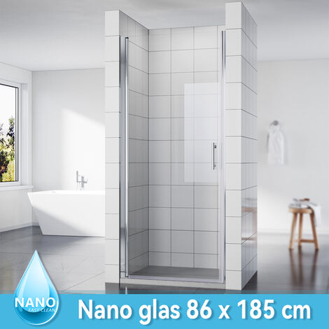 SONNI 86x185 cm Duschkabine Duschtür nische Pendeltür Duschabtrennung Glastür NANO Glas Nischentür