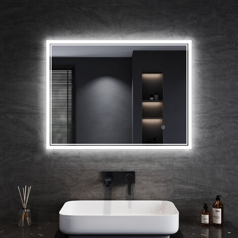 SONNI Badspiegel LED Beschlagfrei Touch Schalter Klatweiß 80x60cm Energie Sparen Mit Power Off Memory Funktion