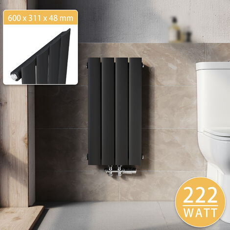 SONNI Design Heizkorper klein Flachheizkörper Vertikal WC Paneelheizkörper mit Heizventil 600x311mm Anthrazit 224 Watt