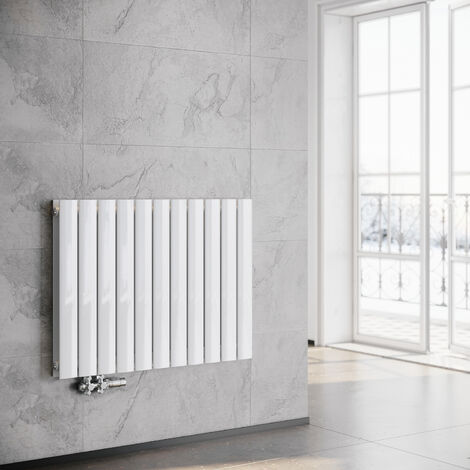 SONNI Paneelheizkörper Horizontal Heizkörper Design Flach heizkörper wohnzimmer Badheizkörper Doppelt Heizkoerper Seitenanschluss wohnzimmer mit Heizventil 847 x 630 mm Weiß
