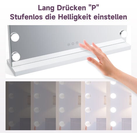 SONNI Schminkspiegel led Beleuchtung 3 Farbe für Schminktisch Hollywood Spiegel Kosmetikspiegel Licht Touch Speicherfunktion