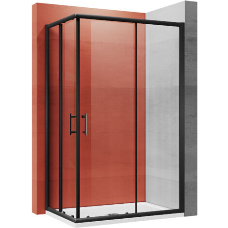 SONNI 70x120x195cm Duschkabine Eckeinstieg Gleittür ESG Klarglas Schwarzer Duschgehäuse (1/5)