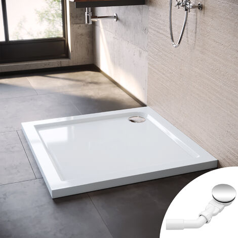 90 × 90cm Duschwanne Besteht Aus Quarz-Acrylplatte, mit Einem Weißen Rutschfesten, Korrosionsbeständigen und Wärmeisolierenden Design und Einem Abfluss