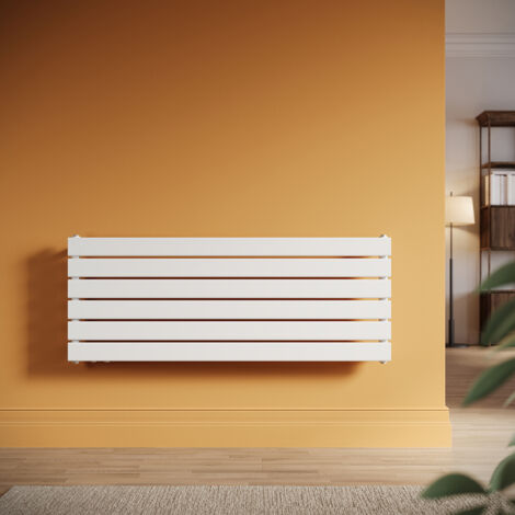 SONNI Heizkörper Flach Heizkörper Design Paneelheizkörper Horizontal Weiß Handtuchwärmer Handtuchtrockner 1200x465mm, 453W