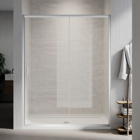 SONNI Duschtüren Duschabtrennung Schiebetür Duschdoor mit Aluminiumrahmen, Sicherheit gehärtetem Glas, 150 x 185 cm