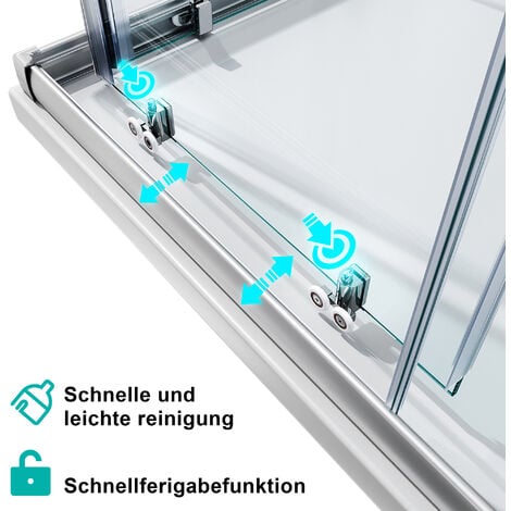 90x70cm Eckeinstieg Duschkabine Sicherheitsglas Schiebetür Eckdusche Duschabtrennung Duschschiebetür Glas H:195cm