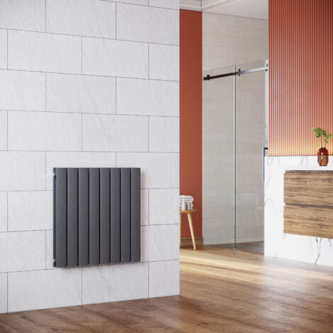 SONNI Paneelheizkörper Horizontal 630 x 616 mm Anthrazit Badezimmer/Wohnraum Doppellagig Horizontal Heizkörper Badheizkörper Design Flachheizkörper