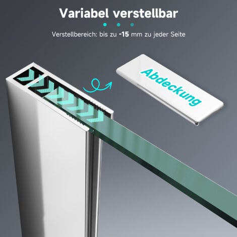 SONNI 80x200 cm Walk-In Dusche mit Stabilisator aus 8 mm Vollsatiniert Glas inkl. Nanobeschichtung