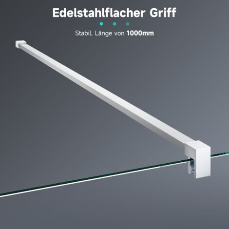 SONNI 80x200 cm Walk-In Dusche mit Stabilisator aus 8 mm Vollsatiniert Glas inkl. Nanobeschichtung