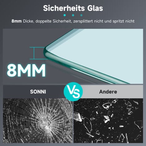 SONNI Walk in Duschwand NANO ESG 8mm, Duschabtrennung Duschtrennwand Glaswand mit Stabilisator 80x200cm