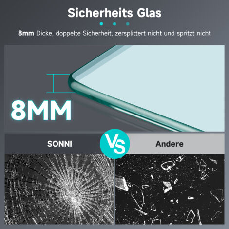 SONNI Duschwande Teilsatiniert walk in dusche Duschabtrennung eckeinstieg Duschkabine mit Stabilisator Nano ESG Glas 8mm 80x200cm