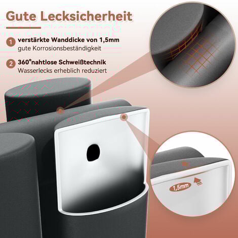 SONNI Design Röhrenheizkörper Anthrazit Heizkörper Paneelheizkörper Wandheizung 1800x357mm Doppellagig Vertikal
