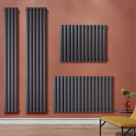 SONNI Design Röhrenheizkörper Anthrazit Heizkörper Paneelheizkörper Wandheizung 600x1006mm Doppellagig Horizontal