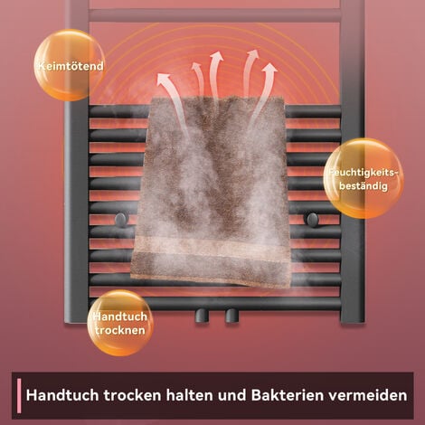 SONNI Badheizkörper Handtuchheizkorper Mittelanschluss Handtuchwärmer Handtuchtrockner Bad 1000x400mm Anthrazit