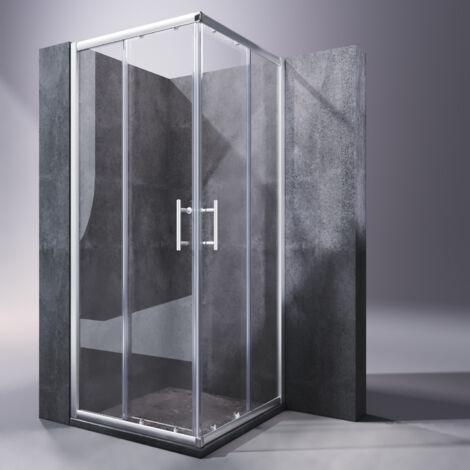 SONNI Eckeinstieg Dusche 100x100x195cm Duschkabine Schiebetür Glas Duschabtrennung Schnellfreigabefunktion
