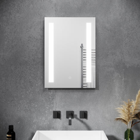 SONNI Badspiegel Badezimmerspiegel LED Beleuchtung Wandspiegel 50x70 cm  kaltweiß licht  Touch  Beschlagfrei  Energiesparender,IP44