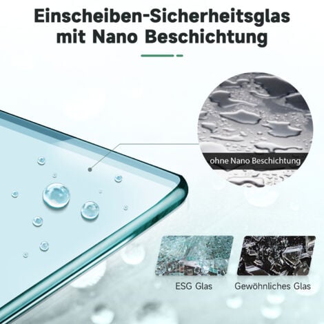 100x200cm Walk in Duschwand, NANO ESG 8mm, Duschtrennwand Glaswand mit Stabilisator