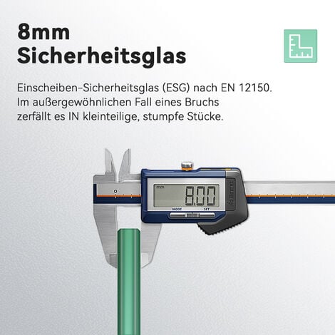 100x200cm Walk in Duschwand, NANO ESG 8mm, Duschtrennwand Glaswand mit Stabilisator