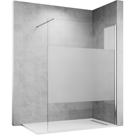 SONNI Walk in Duschwand teilsatiniert Duschabtrennung mit 8mm ESG Nano Glas, 900x2000mm