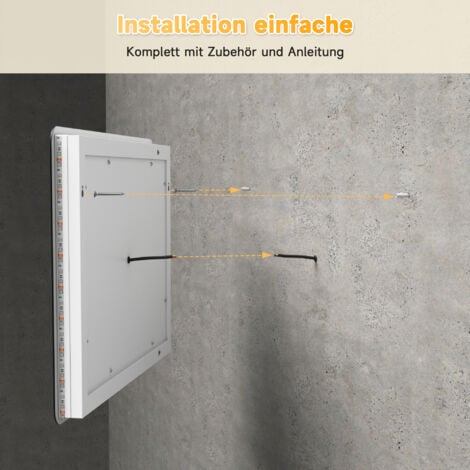 SONNI Badspiegel Lichtspiegel LED Spiegel Wandspiegel mit Touch-Schalter kaltweiß IP44 energiesparend 70x50cm
