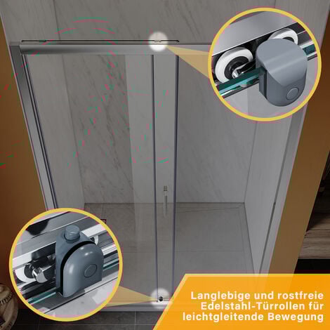 SONNI Duschabtrennung Schiebetür Nischentür Duschtüren Einscheiben-Sicherheitsglas 120 x 185cm Duschtür