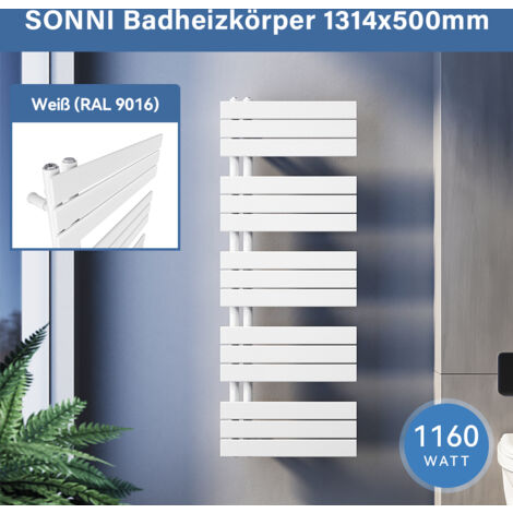 SONNI Badheizkörper Design Heizkörper Paneelheizkörper Handtuchwärmer Weiß 500x1314mm