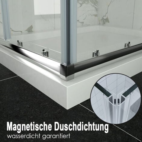 SONNI Duschkabine Dusche Eckeinstieg Doppel Schiebetür Echtglas Duschwand 120x90x195cm