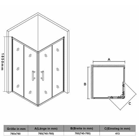 SONNI 75x75x185cm Duschkabine Dusche Eckeinstieg Schiebetür Duschabtrennung Duschwand