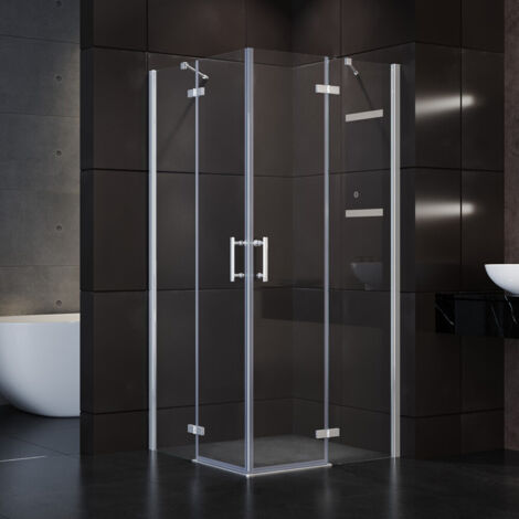 SONNI Duschkabine Eckeinstieg Dusche Scharniertür Duschabtrennung Glas Eckdusche 80x80x195cm 6mm ESG-Sicherheitsglas