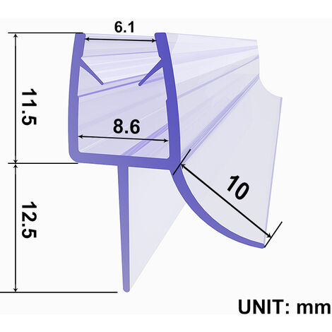 Duschdichtung Ersatzdichtung 8mm Glas für Duschtür Wasserabweiser Duschprofil 120cm