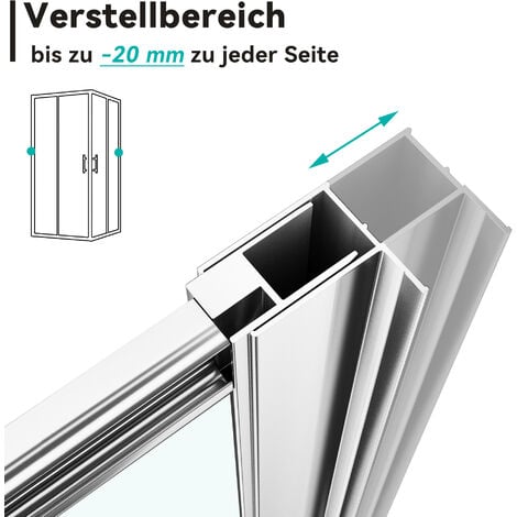 SONNI Duschkabine 75x90 Eckeinstieg Dusche Duschabtrennung Schiebetür mit Schnellfreigabefunktion ESG 185cm
